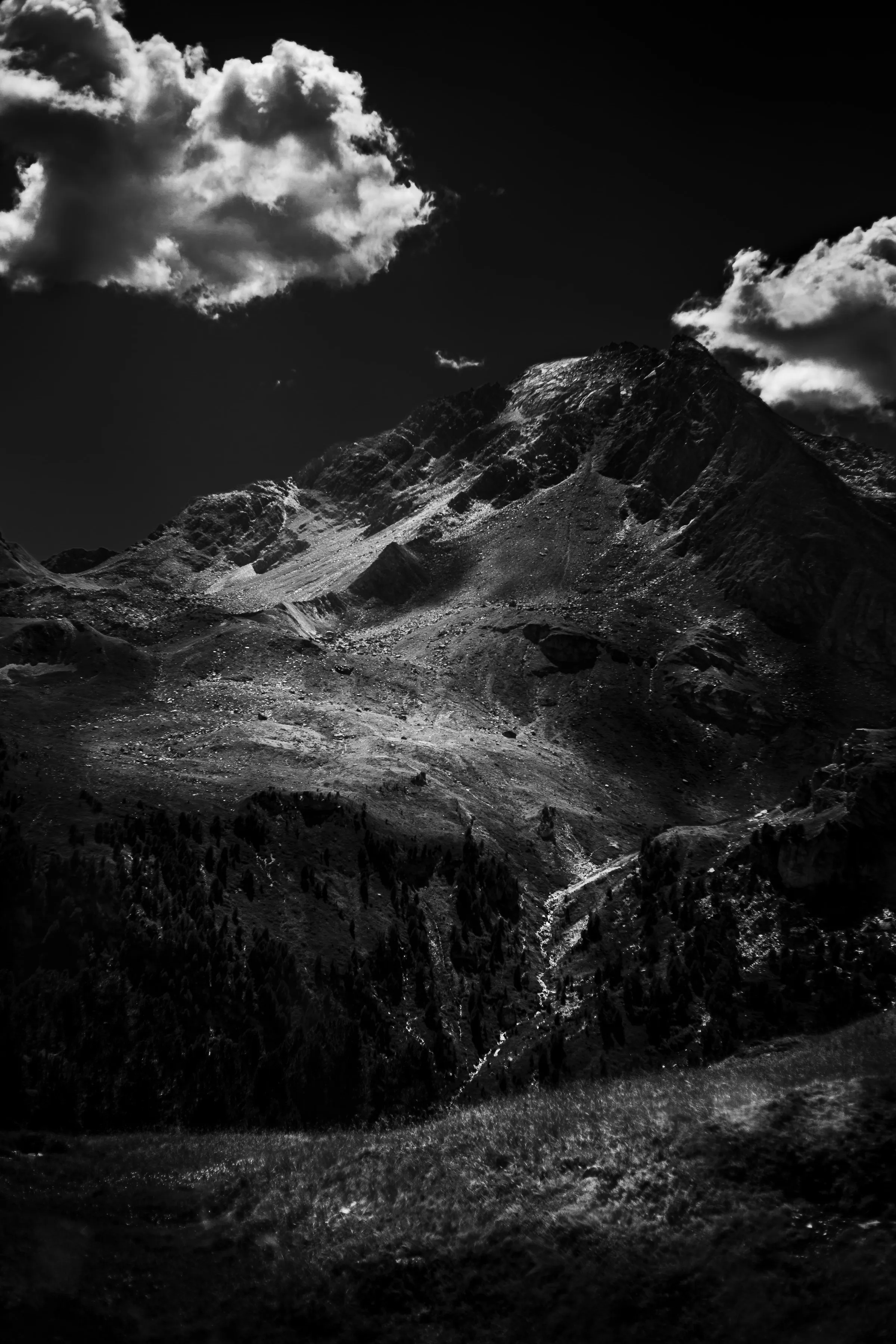 Montagne, noir et blanc, Alpes